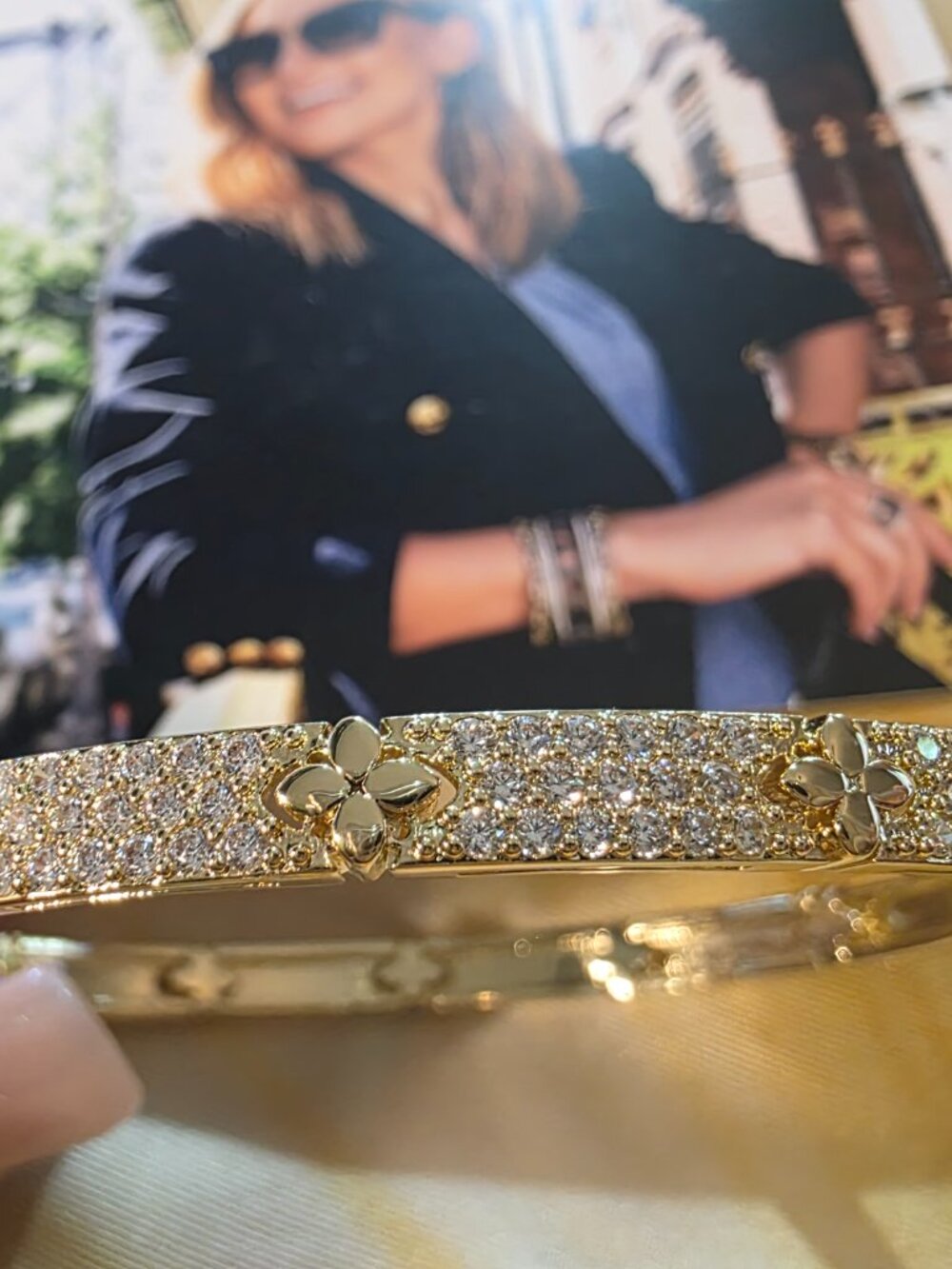 Frida Rothman-floral yellow gold bangle